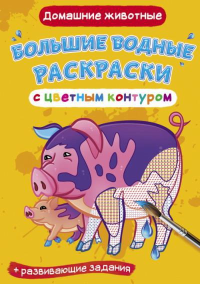 Раскраска CRYSTAL BOOK Большая водная раскраска с цветным контуром. Домашние животные