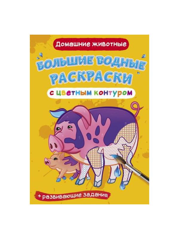 Раскраска CRYSTAL BOOK Большая водная раскраска с цветным контуром. Домашние животные