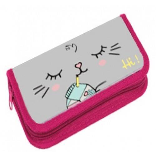 Пенал-книжка CENTRUM Кот с молоком, на молнии 19*11*2,5 см.