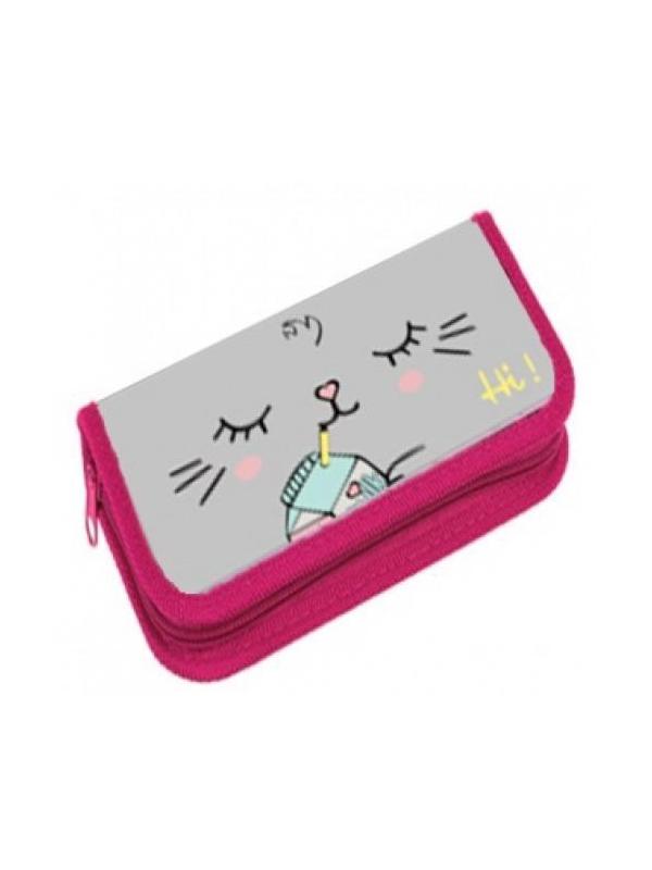 Пенал-книжка CENTRUM Кот с молоком, на молнии 19*11*2,5 см.