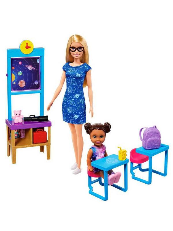 Игровой набор Mattel Barbie Учитель космонавтики с куклой Барби и ребенком в классе с аксессуарами
