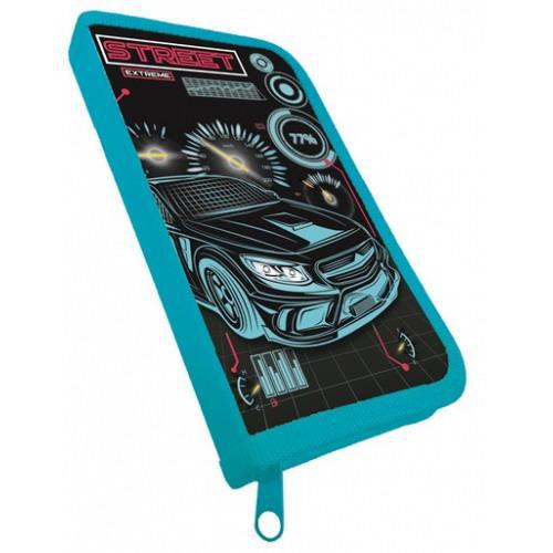 Пенал-книжка CENTRUM Racing синяя машина, на молнии 19*11*1 см.