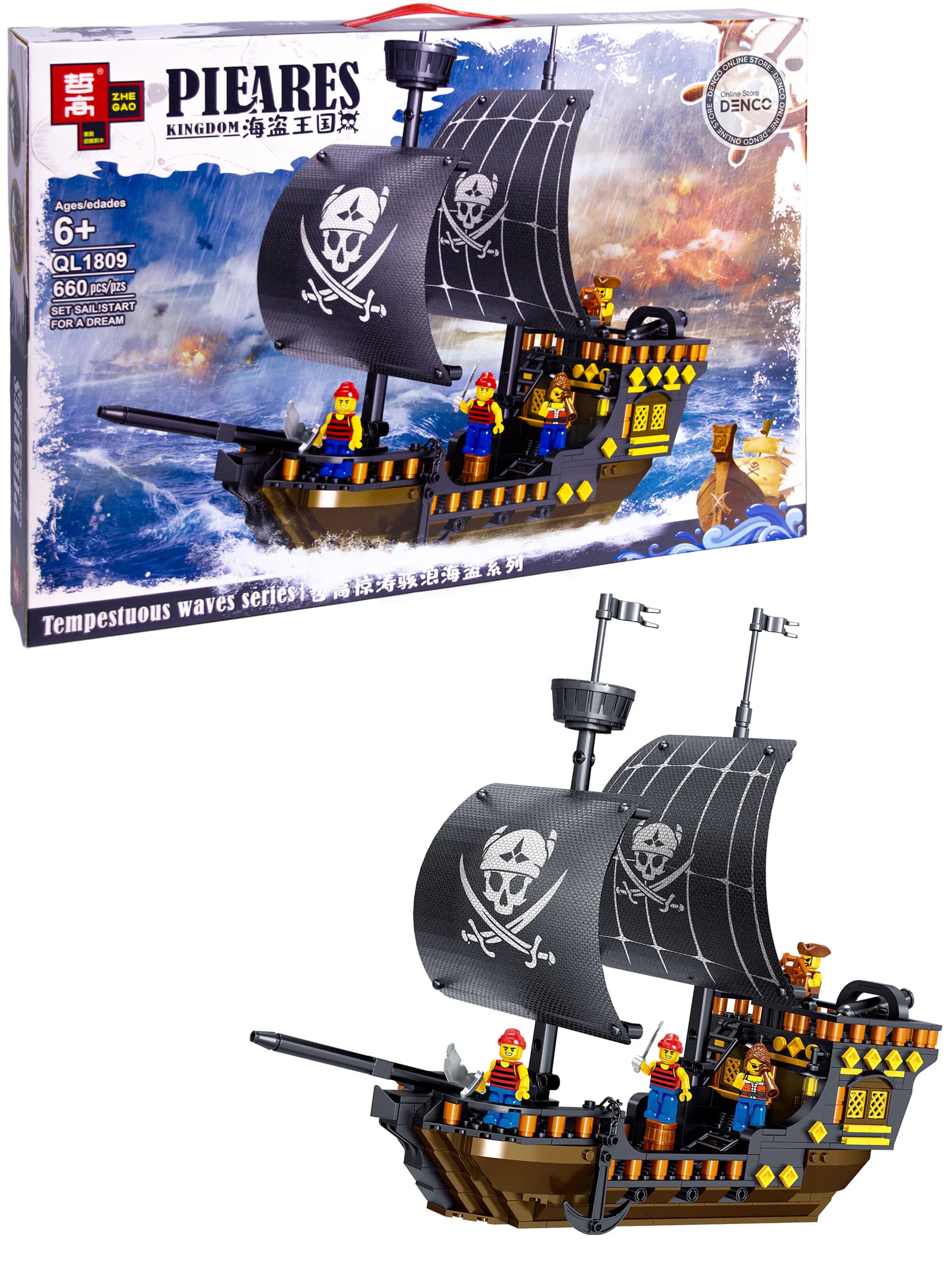 Конструктор Zhe Gao «Пиратский корабль» QL1809 (Pirates of the Caribbean) 660 деталей