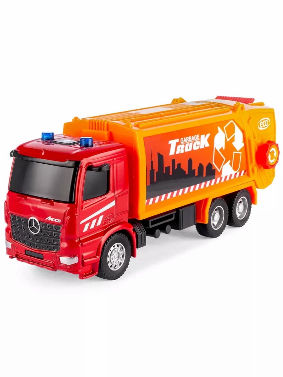 Машина инерционная Play Smart 1:50 «Mercedes-Benz Arocs: Мусоровоз» 6727 Автопарк, свет и звук / Микс