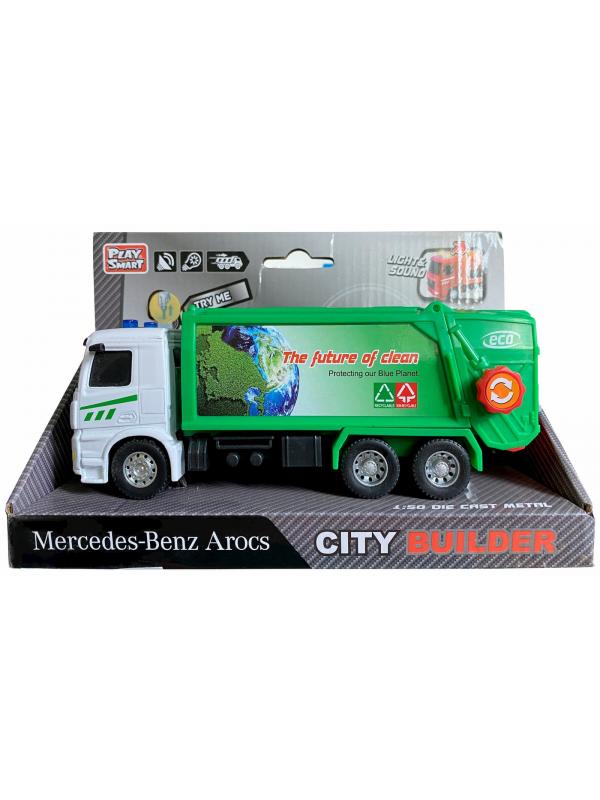 Машина инерционная Play Smart 1:50 «Mercedes-Benz Arocs: Мусоровоз» 6727 Автопарк, свет и звук / Микс