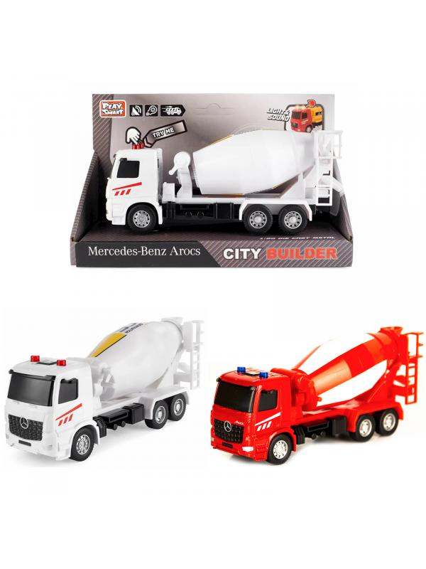 Машина инерционная Play Smart 1:50 «Mercedes-Benz Arocs: Бетономешалка» 6717 Автопарк, свет и звук / Микс