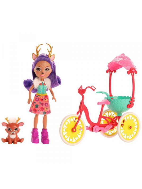 Игровой набор Mattel Enchantimals с питомцем и транспортным средством Велосипедисты