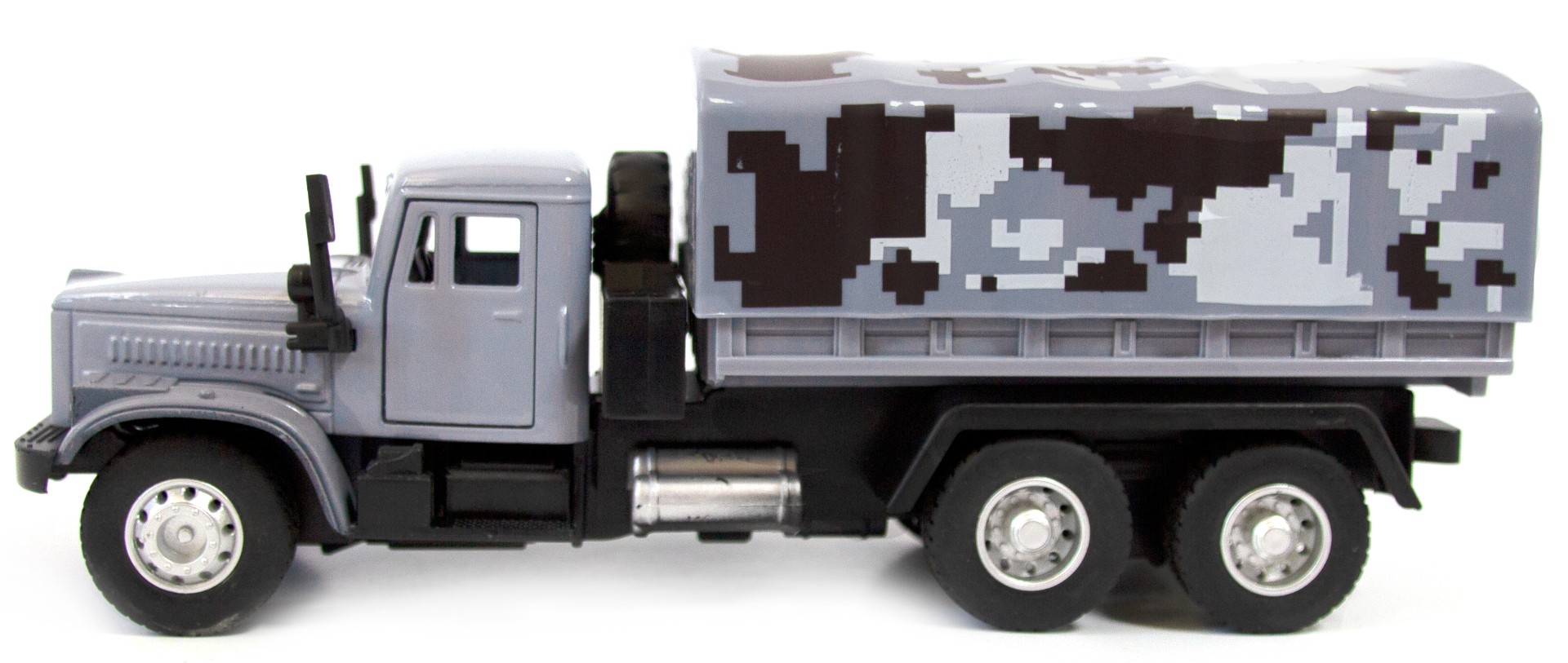 Металлическая машинка WGT Car 1:32 «Грузовик КРАЗ: Военный Фургон» 2217-10, Свет, Звук / Серый