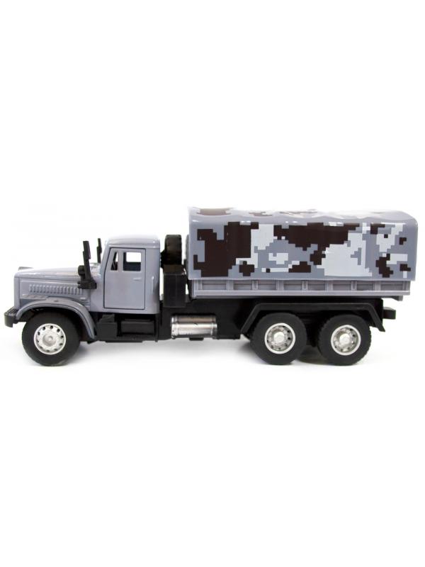 Металлическая машинка WGT Car 1:32 «Грузовик КРАЗ: Военный Фургон» 2217-10, Свет, Звук / Серый