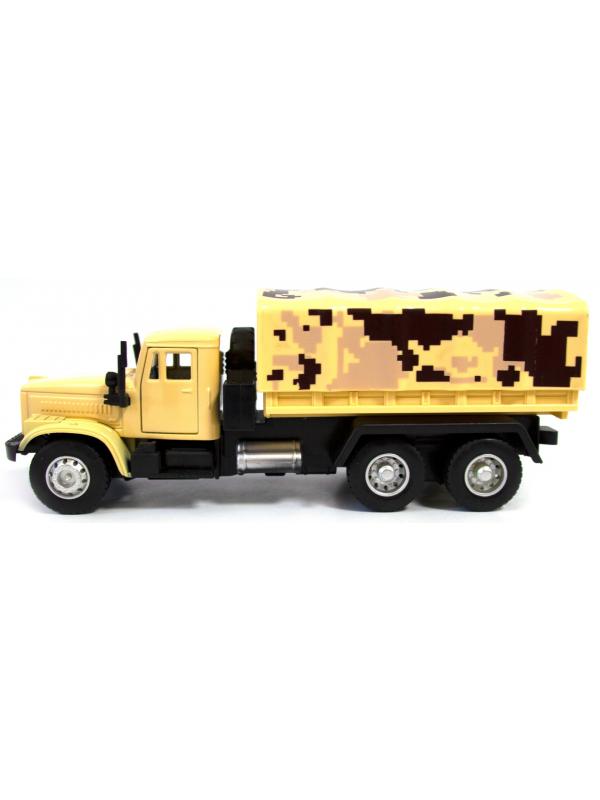 Металлическая машинка WGT Car 1:32 «Грузовик КРАЗ: Военный Фургон» 2217-10, Свет, Звук / Песочный хаки
