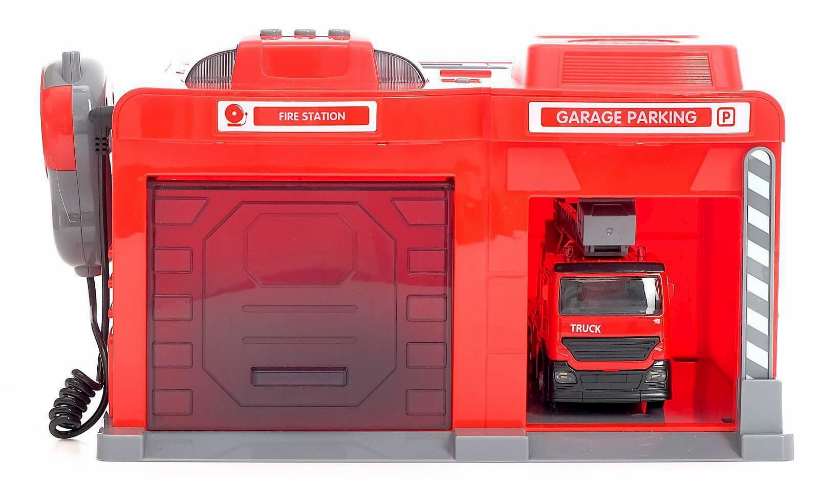 Парковка-Автосервис «Пожарная часть» CLM-551 с машинкой и рацией, световые и звуковые эффекты / Микс