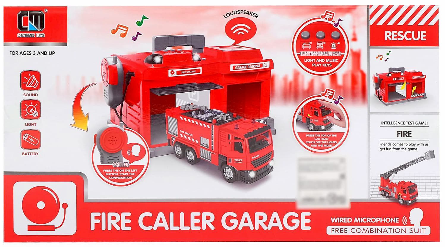 Парковка-Автосервис «Пожарная часть» CLM-551 с машинкой и рацией, световые и звуковые эффекты / Микс