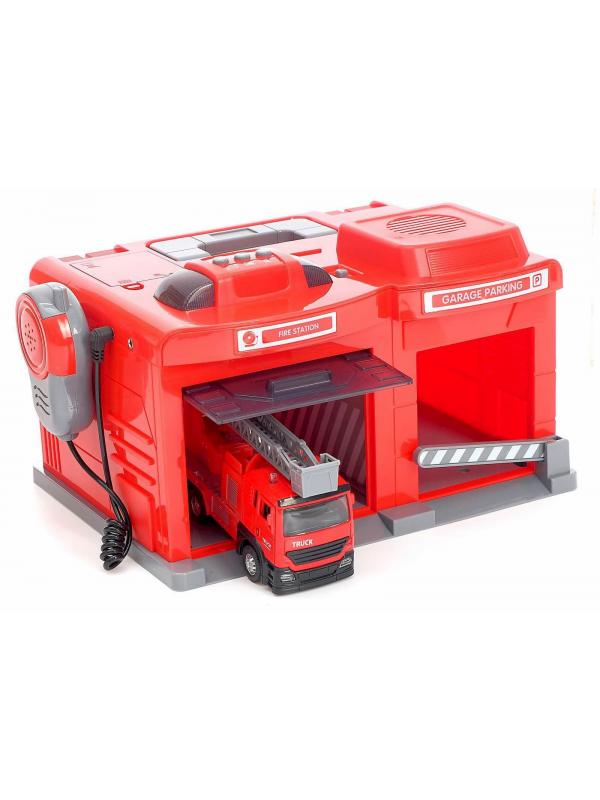 Парковка-Автосервис «Пожарная часть» CLM-551 с машинкой и рацией, световые и звуковые эффекты / Микс