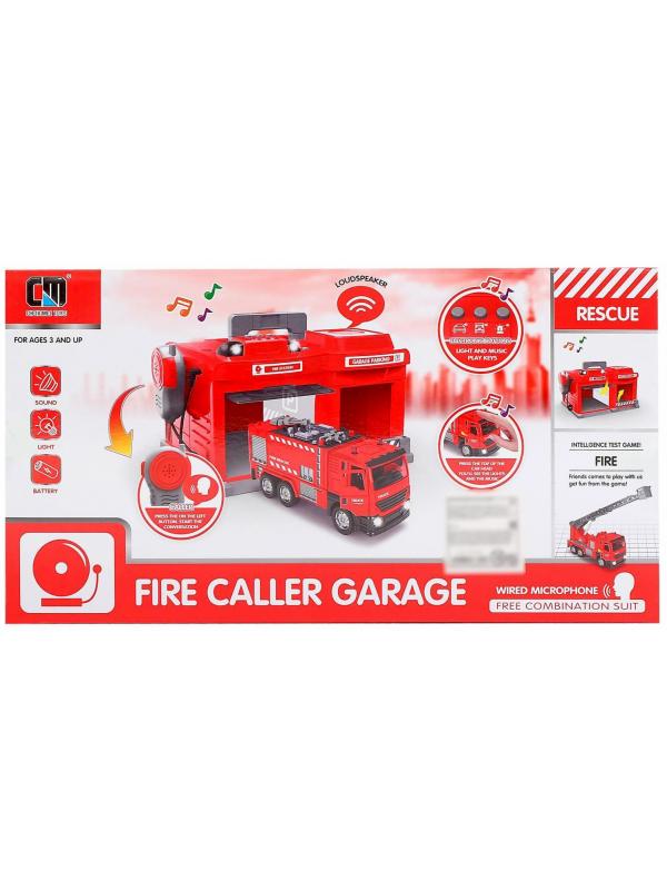 Парковка-Автосервис «Пожарная часть» CLM-551 с машинкой и рацией, световые и звуковые эффекты / Микс