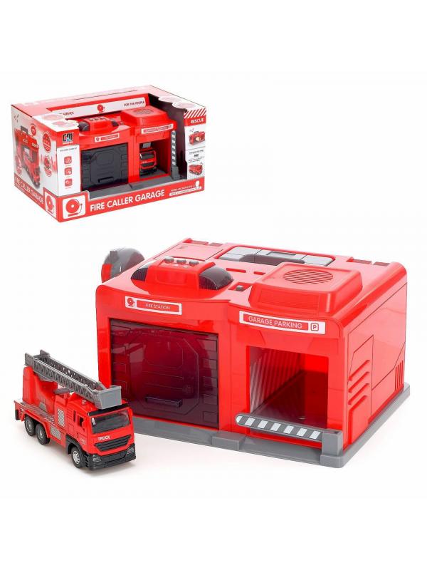 Парковка-Автосервис «Пожарная часть» CLM-551 с машинкой и рацией, световые и звуковые эффекты / Микс