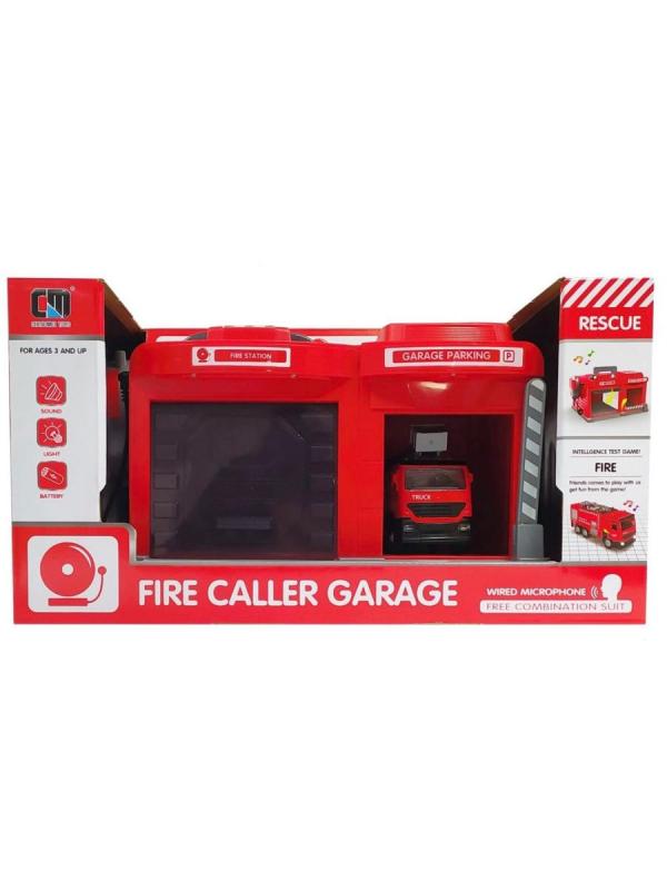 Парковка-Автосервис «Пожарная часть» CLM-551 с машинкой и рацией, световые и звуковые эффекты / Микс
