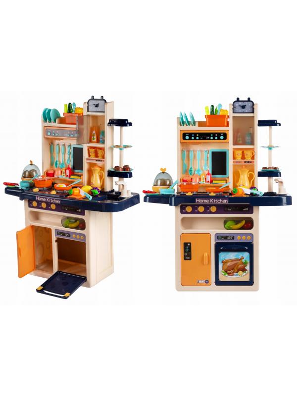 Детская игровая интерактивная кухня Modern Kitchen 889-161, с водой, с паром, 65 аксессуаров, высота 94 см. / Синяя