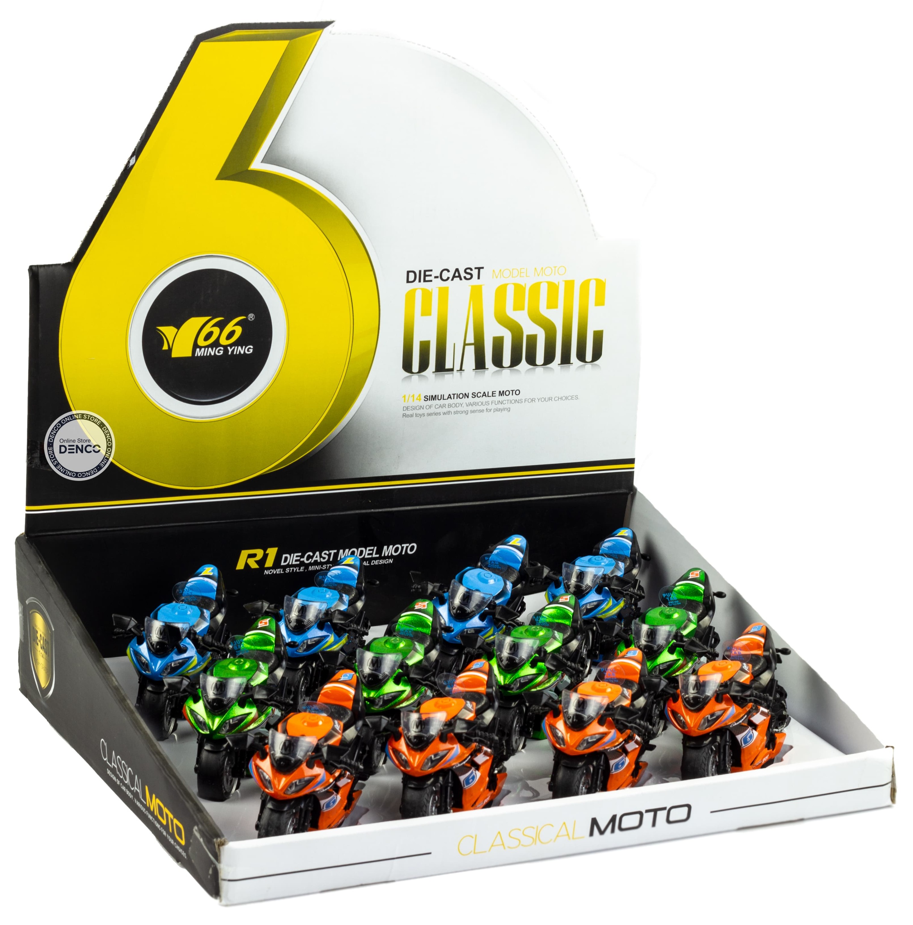 Металлический мотоцикл Ming Ying 66 1:14 MY66-M2114 инерционный, свет, звук / Микс