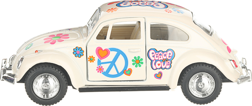 Металлическая машинка Kinsmart 1:32 «1967 Volkswagen Classical Beetle (Пастельные цвета с принтом)» KT5375DF инерционная / Бежевый