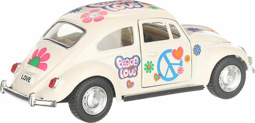 Металлическая машинка Kinsmart 1:32 «1967 Volkswagen Classical Beetle (Пастельные цвета с принтом)» KT5375DF инерционная / Бежевый