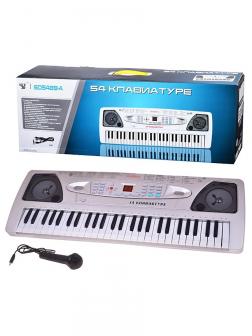 Детский синтезатор с микрофоном, 54 клавиши, работает от сети, SD5489-A