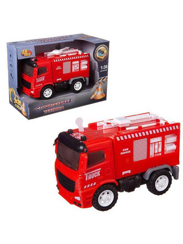 Машинка инерционная ABtoys Пожарная машина со звуковыми и световыми эффектами 1:36, 20x10x14 см