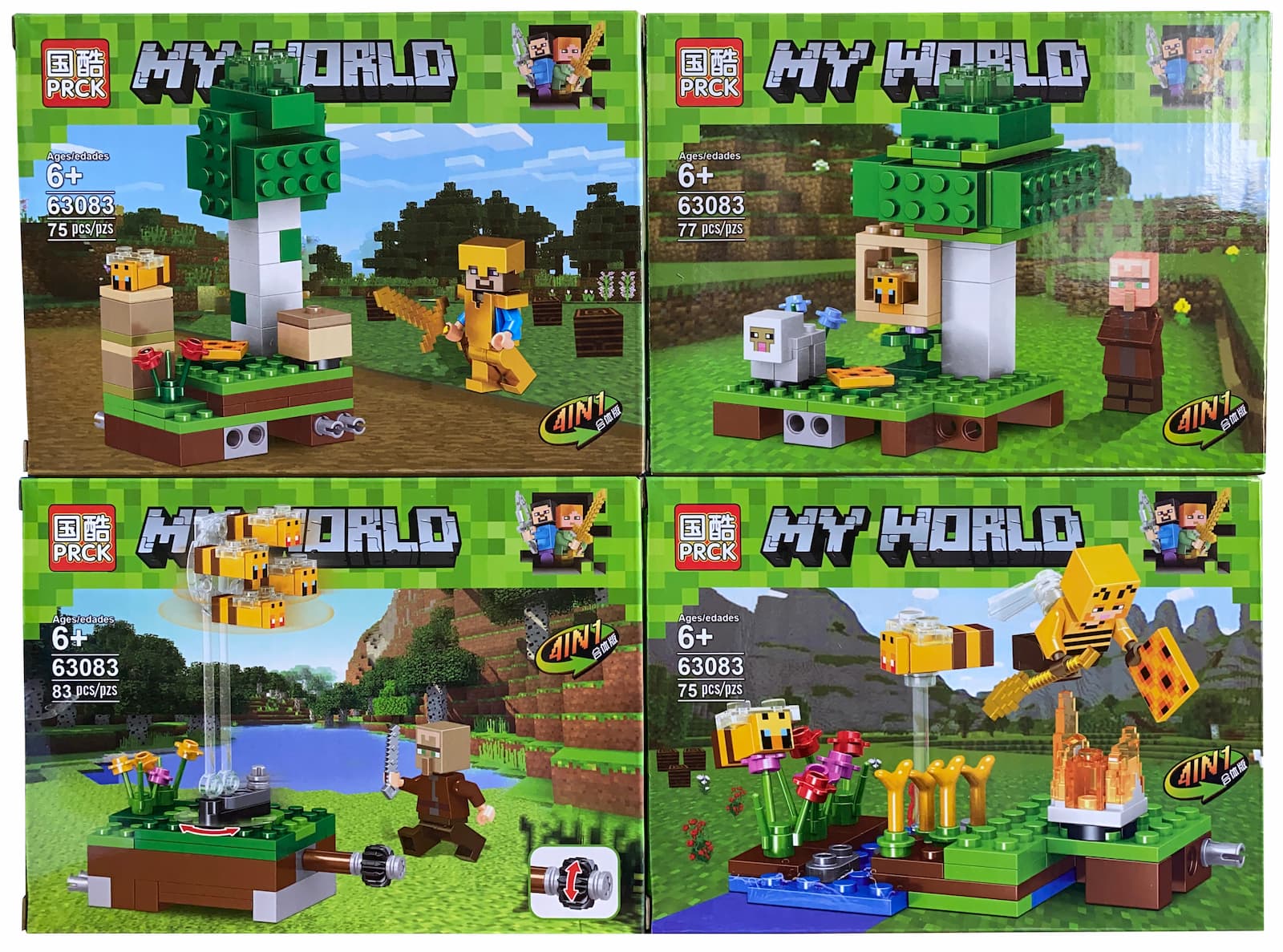 Конструктор PRCK «My World» 63083 (Minecraft) комплект 4 шт.