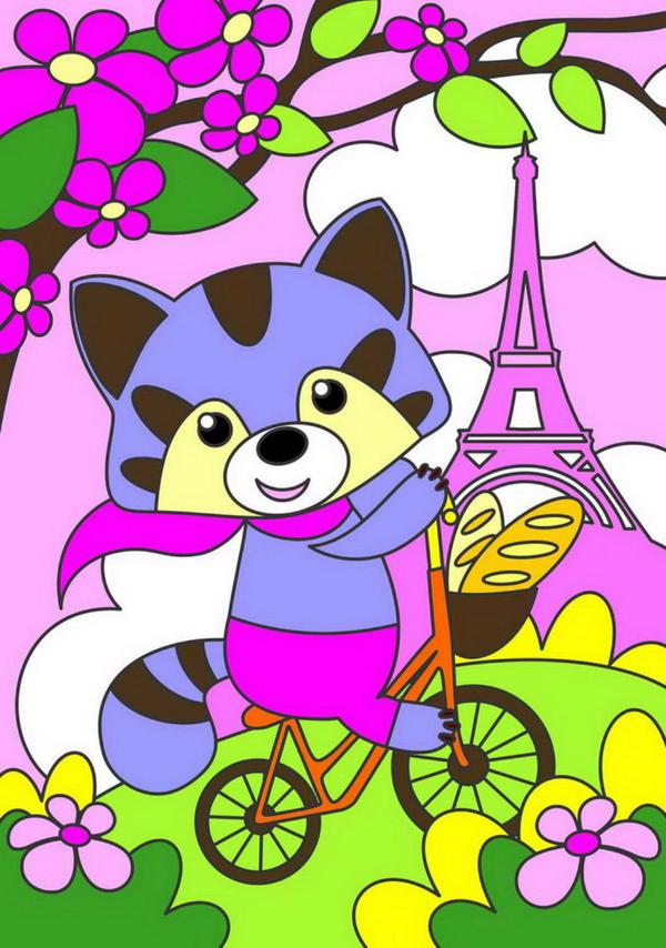 Набор для творчества LORI Картина по номерам для малышей Енотик в Париже