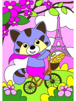 Набор для творчества LORI Картина по номерам для малышей Енотик в Париже