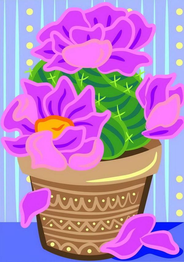 Набор для творчества LORI Картина по номерам для малышей Цветущий кактус