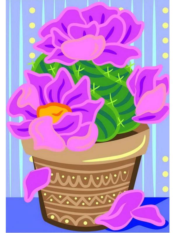 Набор для творчества LORI Картина по номерам для малышей Цветущий кактус