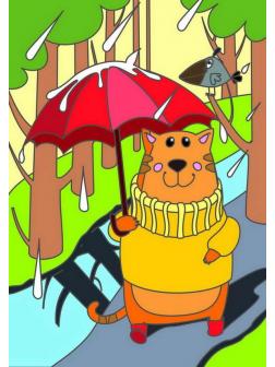 Набор для творчества LORI Картина по номерам для малышей Котик с зонтиком