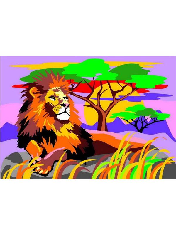 Набор для творчества LORI Картина по номерам для малышей Царь зверей