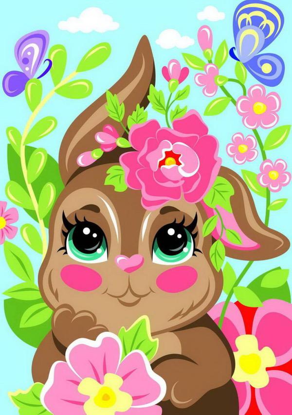 Набор для творчества LORI Картина по номерам для малышей Весенний зайчик