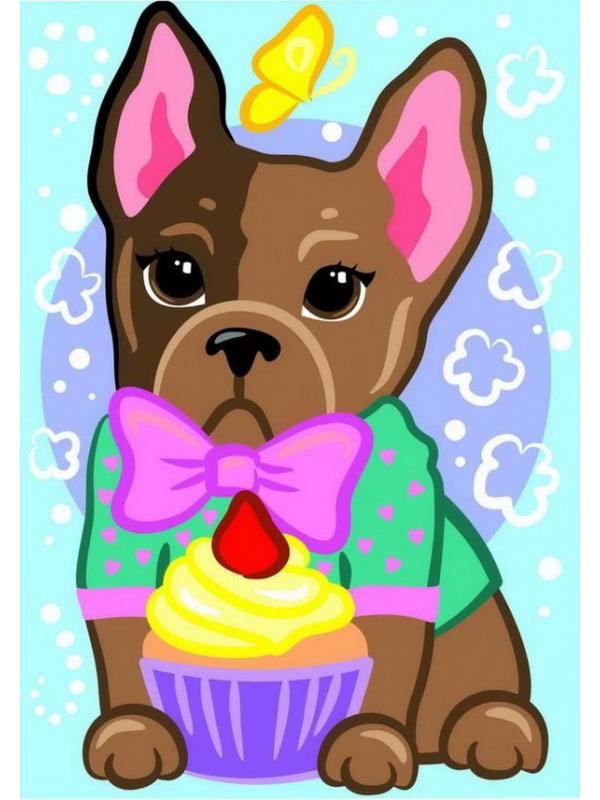 Набор для творчества LORI Картина по номерам для малышей Модный щеночек