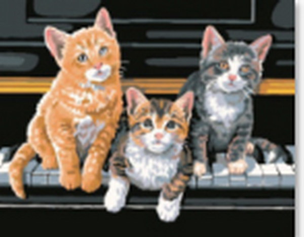 Холст с красками 30х40 см по номерам. ТРИ КОТЕНКА