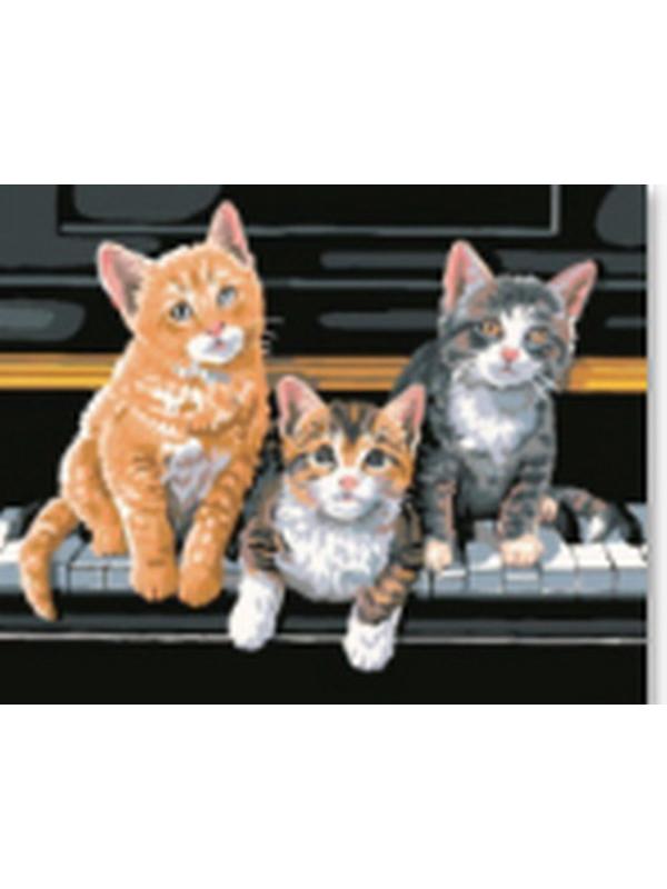 Холст с красками 30х40 см по номерам. ТРИ КОТЕНКА