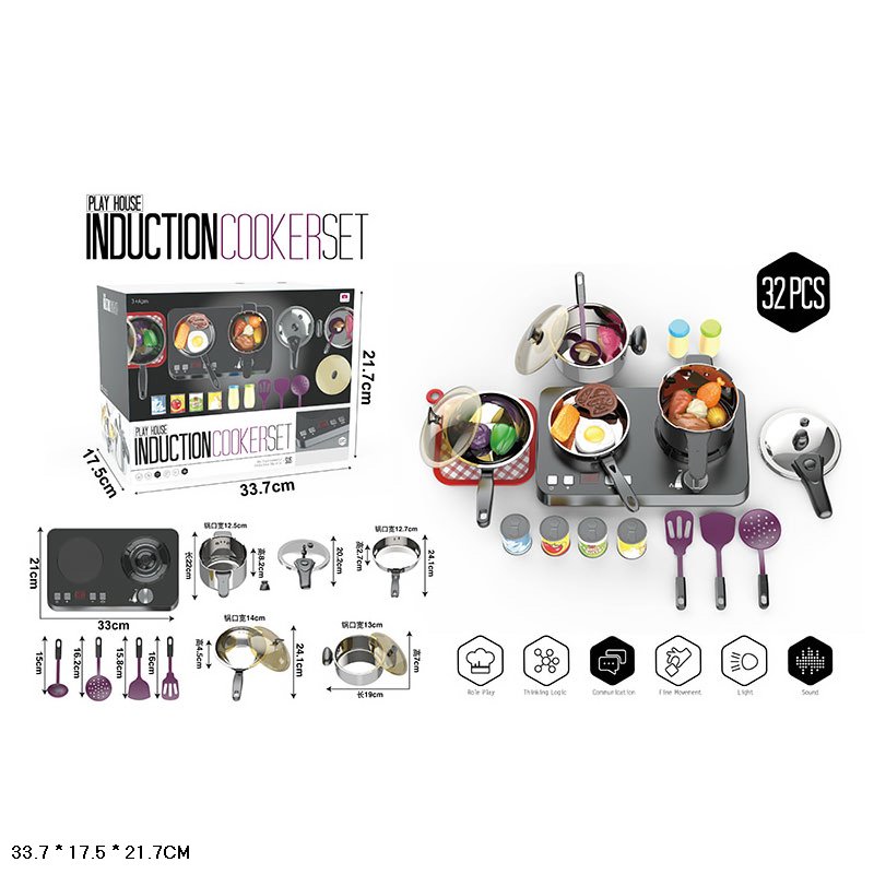 Набор детской игрушечной посуды нержавеющая сталь с плитой 555-BX048 / Play House