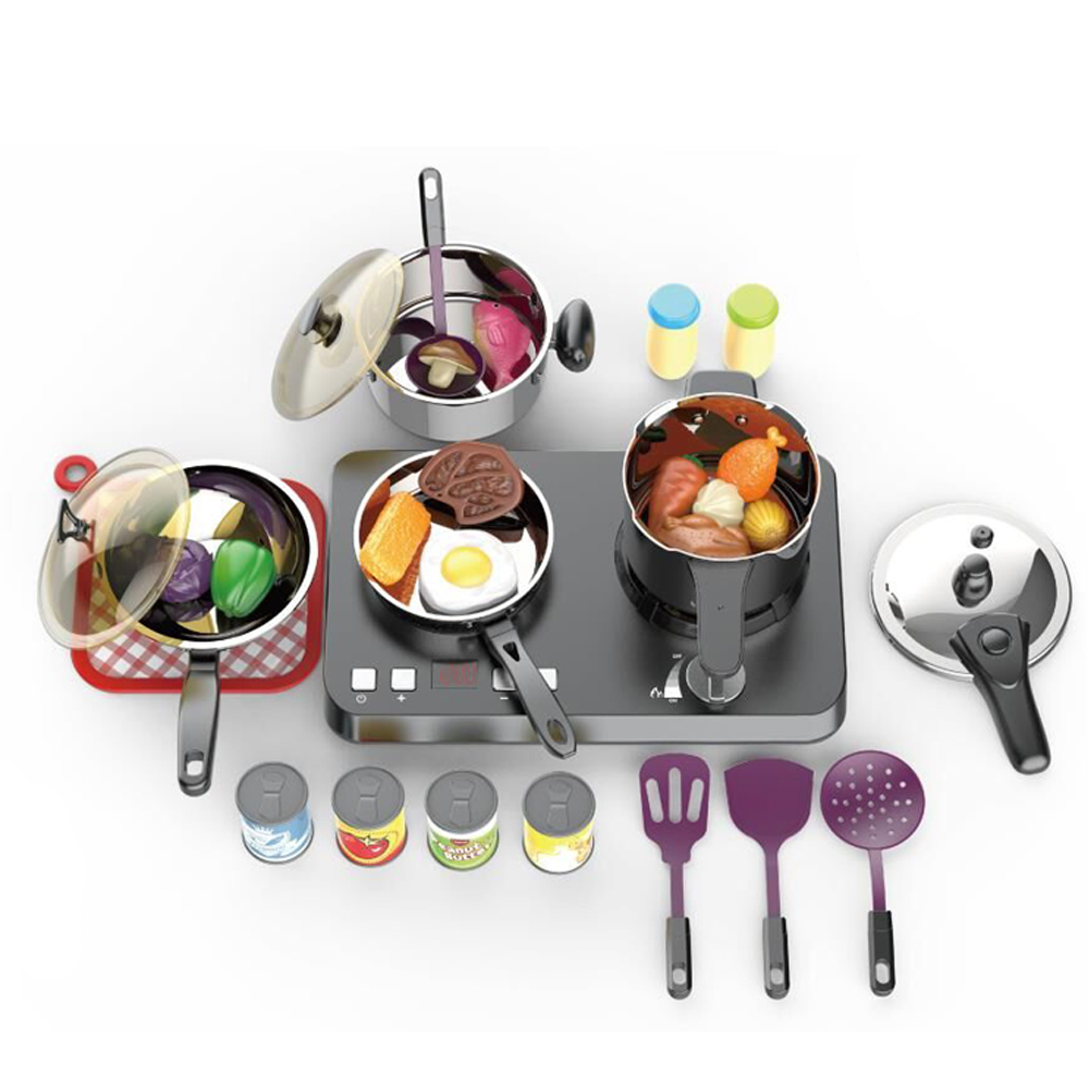 Набор детской игрушечной посуды нержавеющая сталь с плитой 555-BX048 / Play House