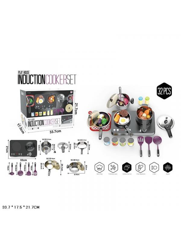 Набор детской игрушечной посуды нержавеющая сталь с плитой 555-BX048 / Play House