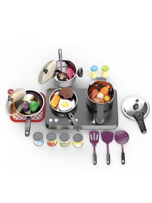 Набор детской игрушечной посуды нержавеющая сталь с плитой 555-BX048 / Play House
