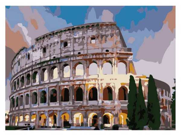 Холст с красками 22х30 см по номерам. КОЛИЗЕЙ