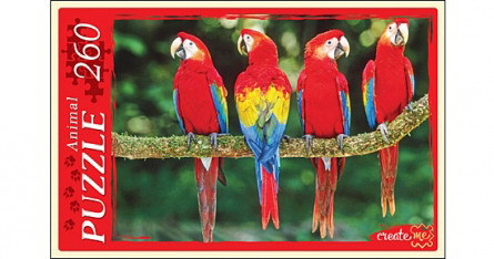 Пазлы Рыжий Кот 260 элементов. КРАСНЫЕ ПОПУГАИ