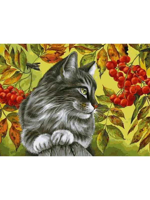 Набор для творчества Белоснежка картина по номерам на холсте Отдых в ветках рябины 30 на 40 см