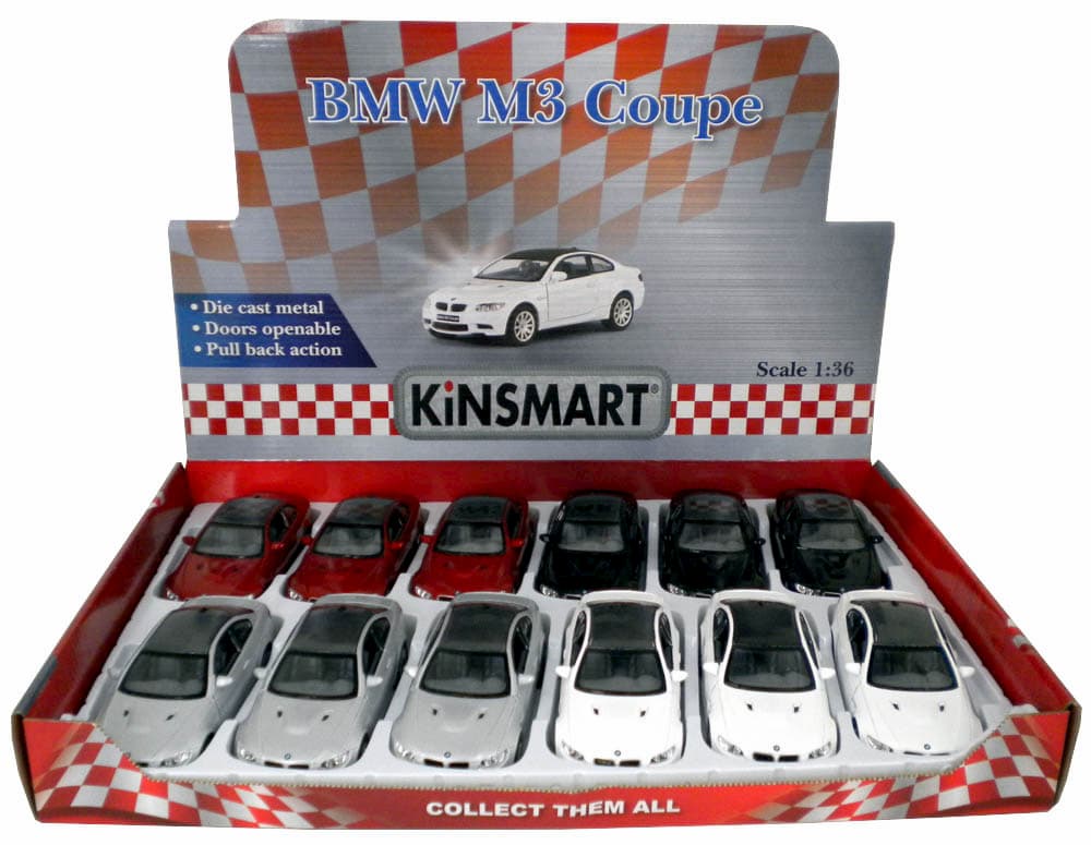 Металлическая машинка Kinsmart 1:36 «BMW M3 Coupe» KT5348D, инерционная / Серебристый