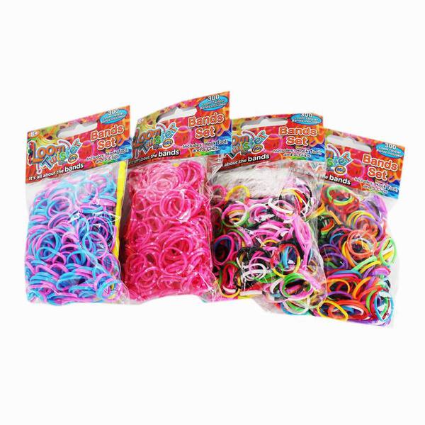 LOOM TWISTER. Набор для изготовления браслетов из резинок: 300 резинок, крючок, 12 S-клипс.