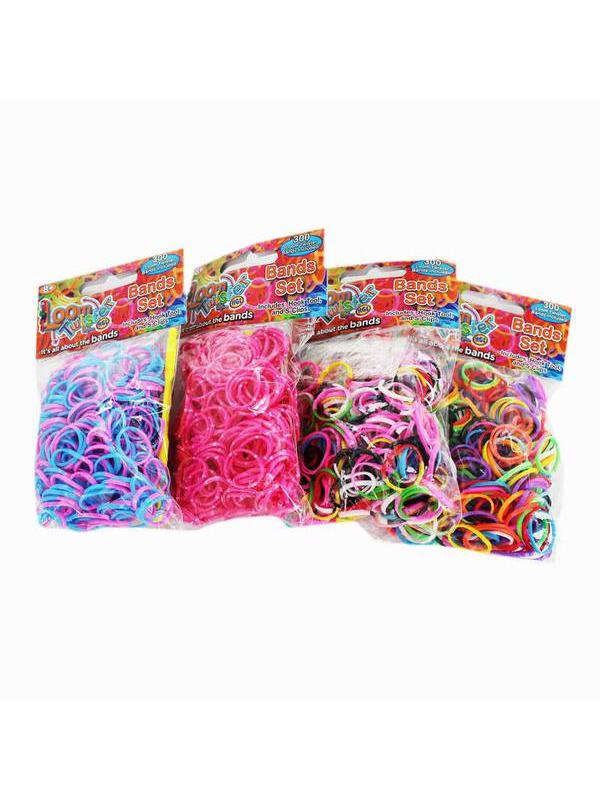 LOOM TWISTER. Набор для изготовления браслетов из резинок: 300 резинок, крючок, 12 S-клипс.