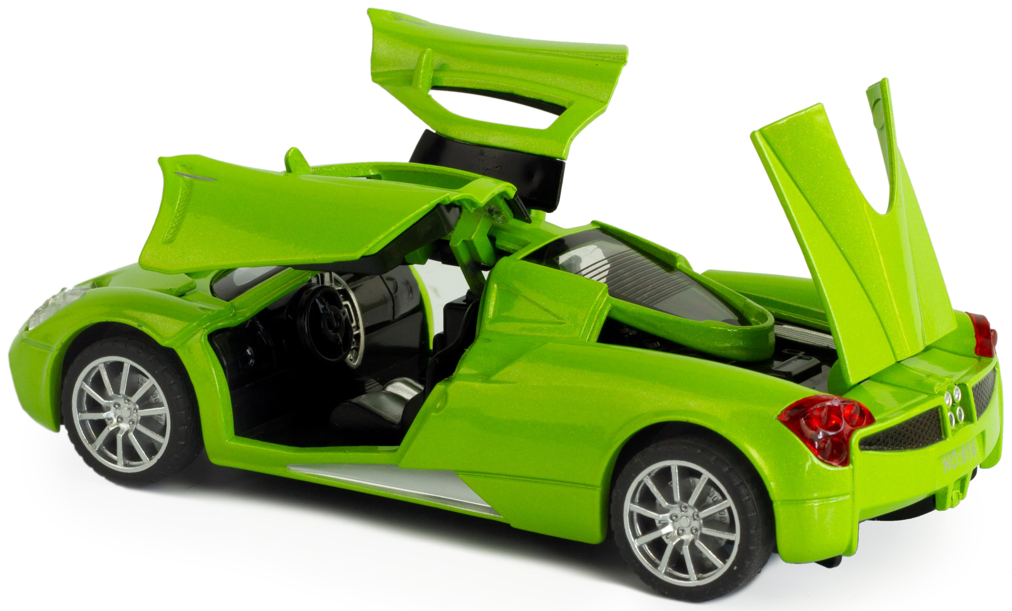 Машинка металлическая Wanbao 1:25 «Pagani Huayra» 616D инерционная, свет, звук / Зеленый