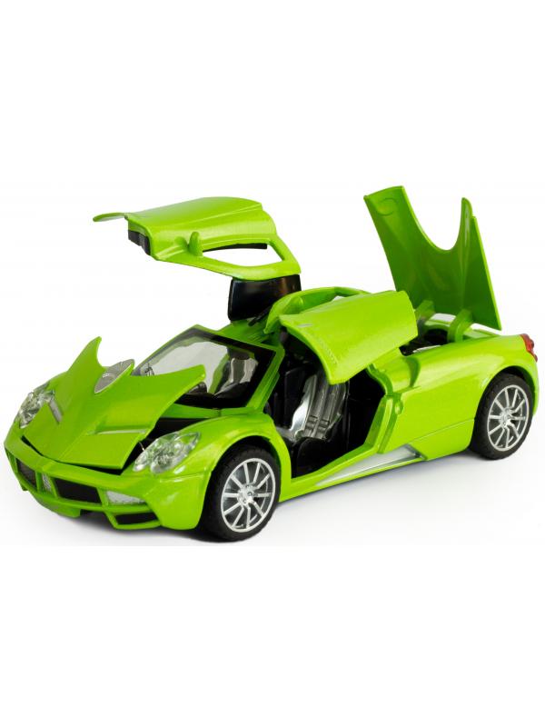 Машинка металлическая Wanbao 1:25 «Pagani Huayra» 616D инерционная, свет, звук / Зеленый