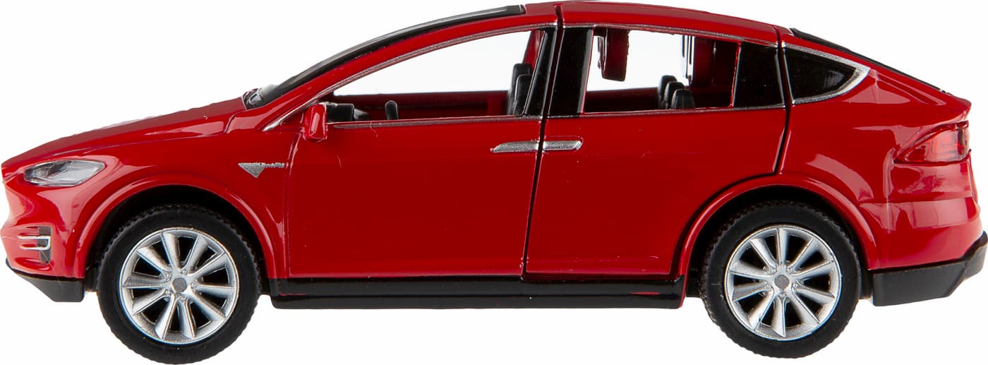Металлическая машинка Play Smart 1:50 «Tesla Model X» 6533D, инерционная / Красный